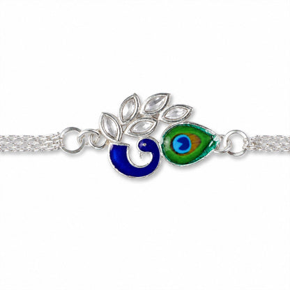 Peacock Feather Motif Premium Chain Designer Rakhi for Brother