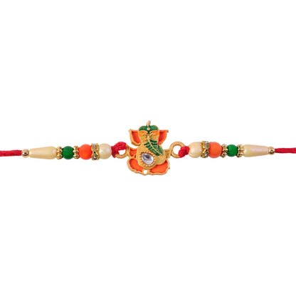 Lord Ganesha Character Premium Beaded Designer Rakhi for Brother