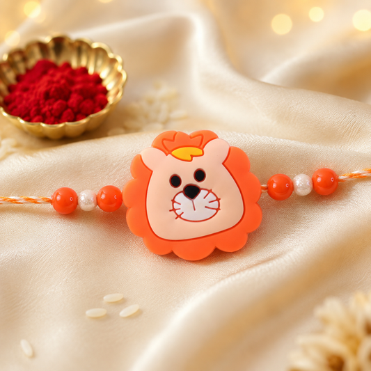 Lion Character Kids Beaded Premium Designer Rakhi for Brother