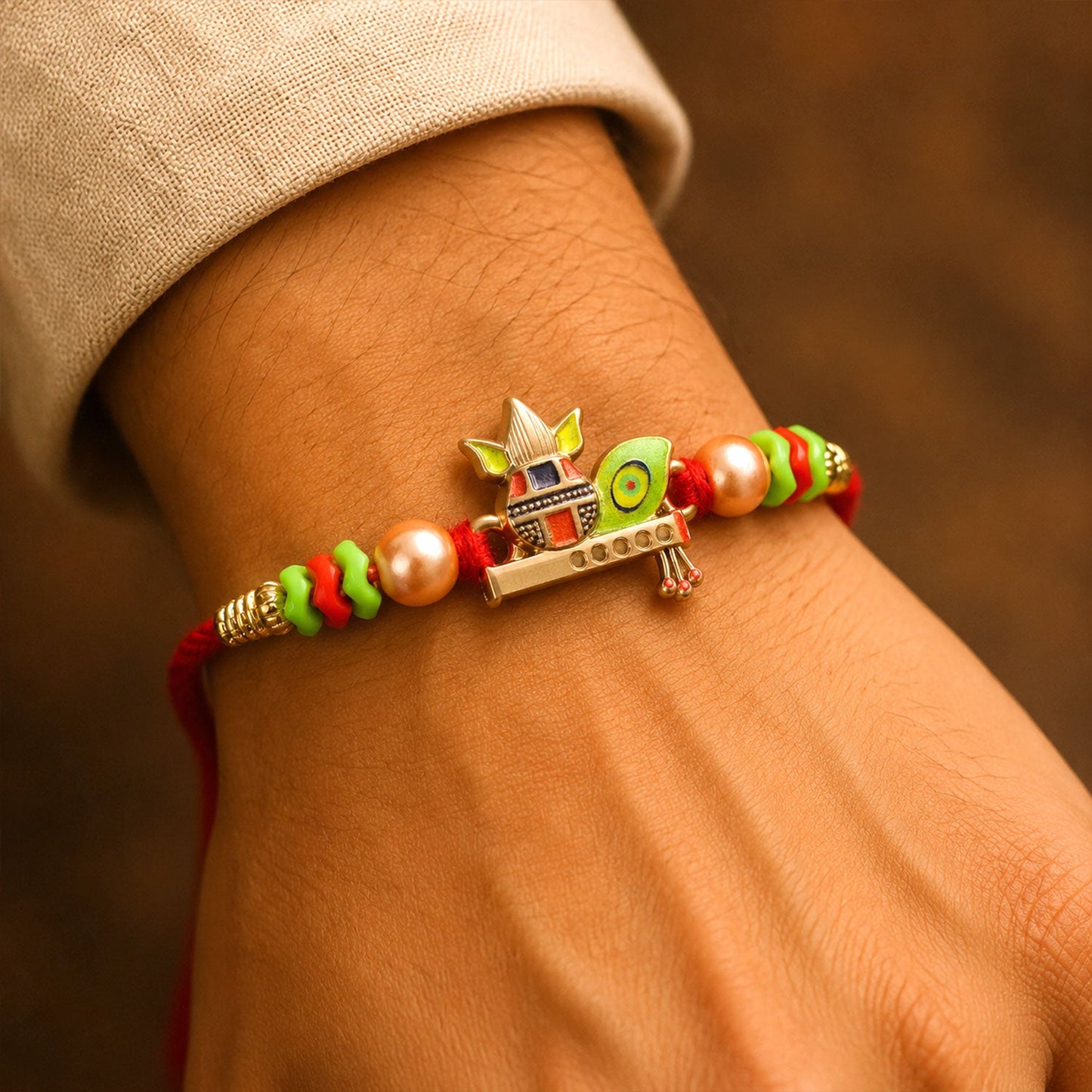 Krishna Flute Makhan Matki Designer Rakhi For Brother