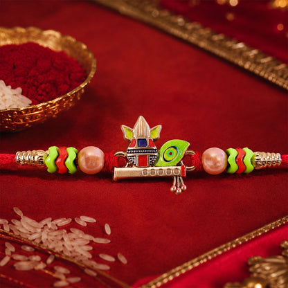 Krishna Flute Makhan Matki Designer Rakhi For Brother