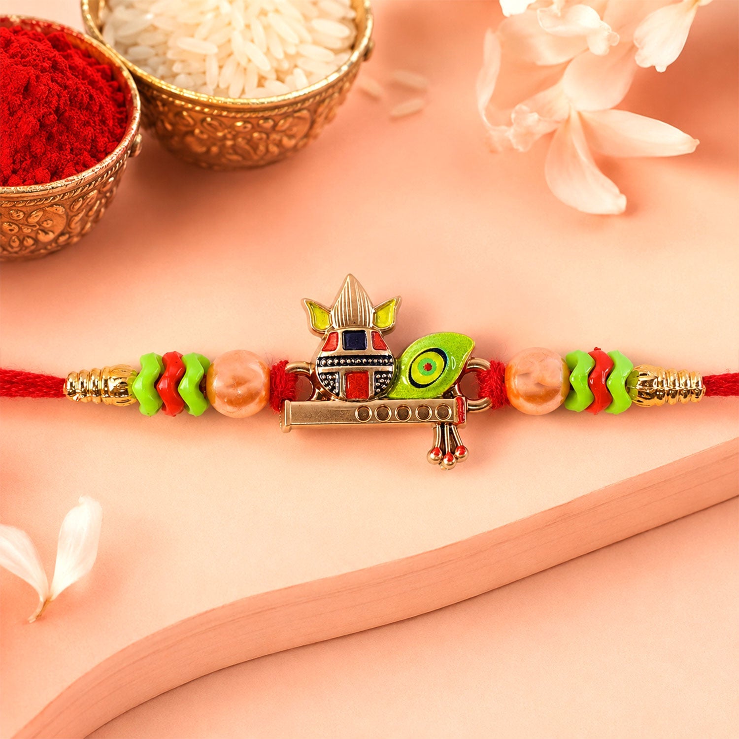 Krishna Flute Makhan Matki Designer Rakhi For Brother