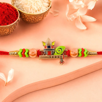 Krishna Flute Makhan Matki Designer Rakhi For Brother