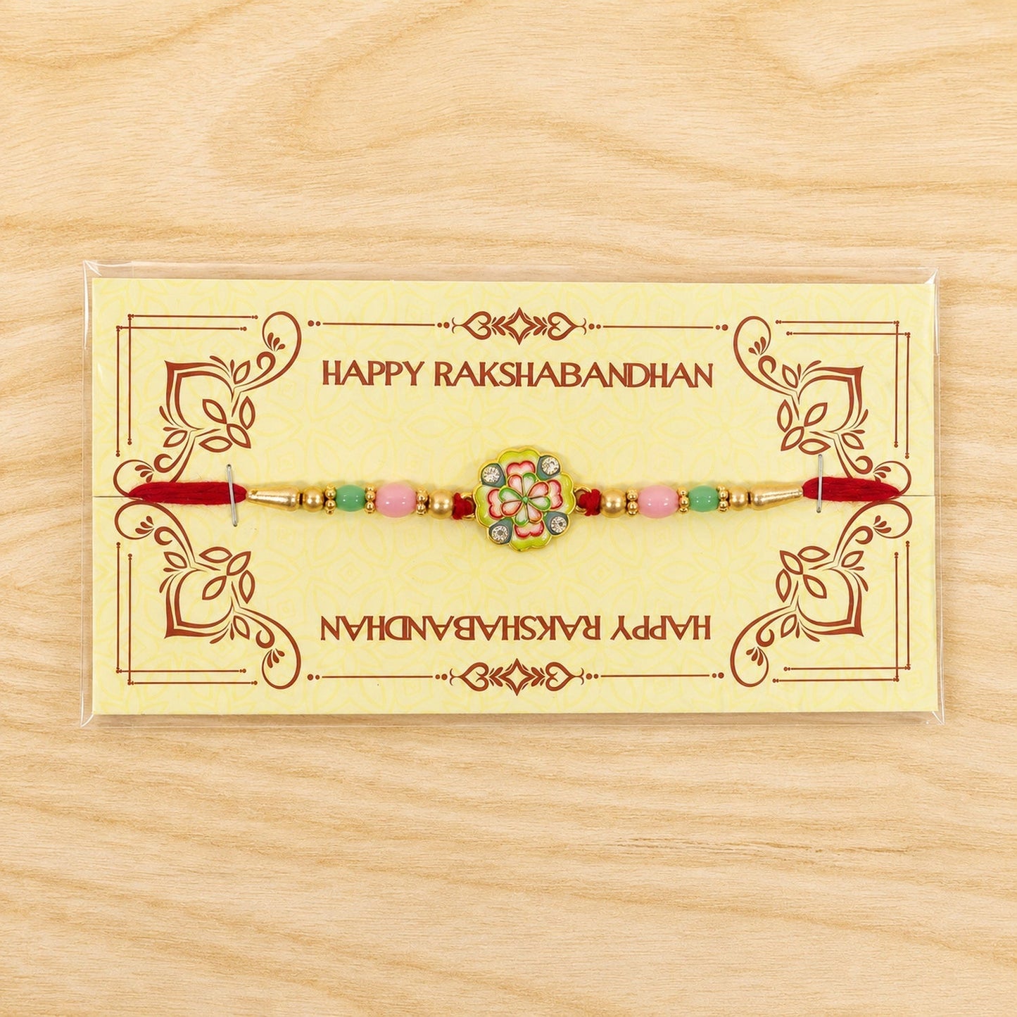 Floral Clover Charm Beaded Premium Designer Rakhi for Brother