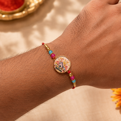 Round Design Welcome Home Charm Premium Designer Rakhi for Brother