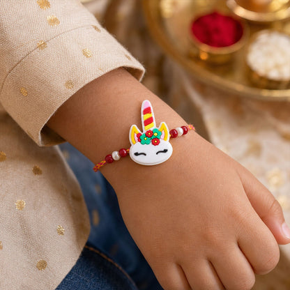 Unicorn Character Kids Beaded Premium Designer Rakhi for Brother