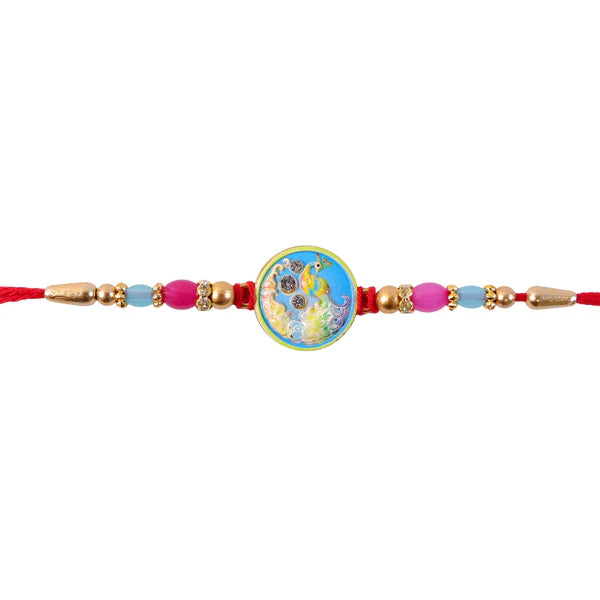 Traditional Rakhi for Brother - Peacock Round Design Festive Thread