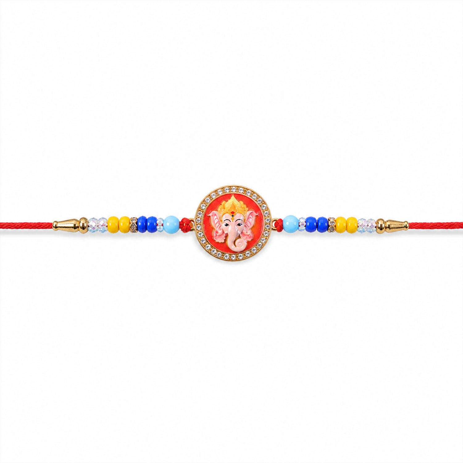 Round Design Ganesh ji Premium Designer Traditional Rakhi for Brother