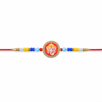 Round Design Ganesh ji Premium Designer Traditional Rakhi for Brother
