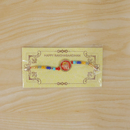 Round Design Ganesh ji Premium Designer Traditional Rakhi for Brother