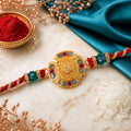 Rakhi for Brother Round Floral Medallion Beaded Design