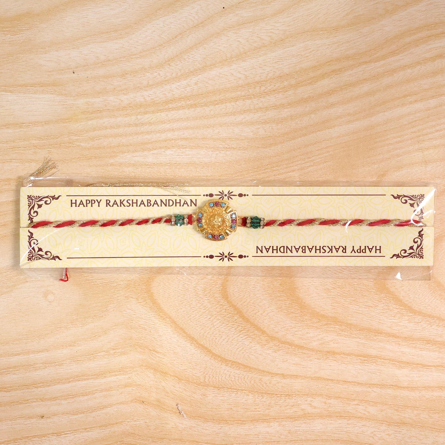 Round Floral Medallion Premium Beaded Designer Rakhi for Brother
