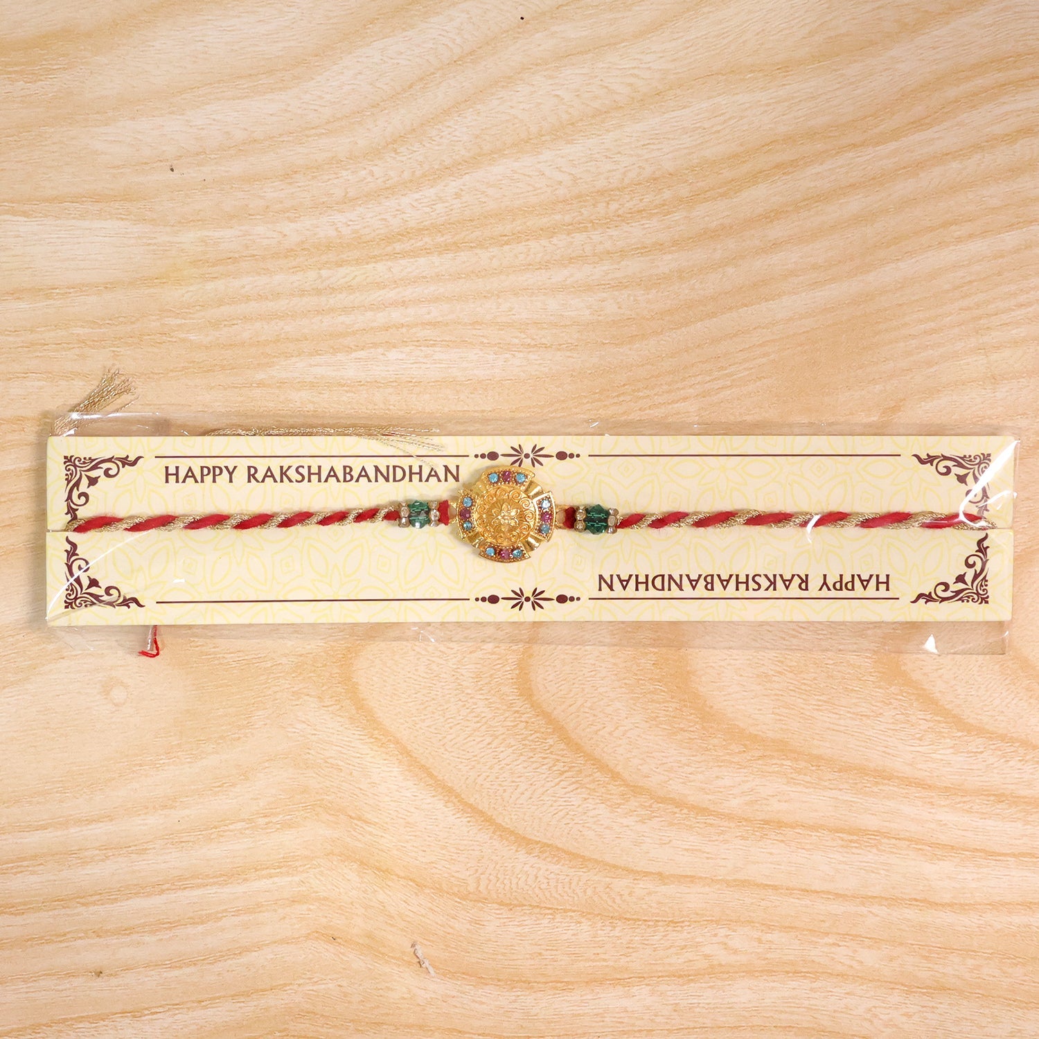 Round Floral Medallion Premium Beaded Designer Rakhi for Brother