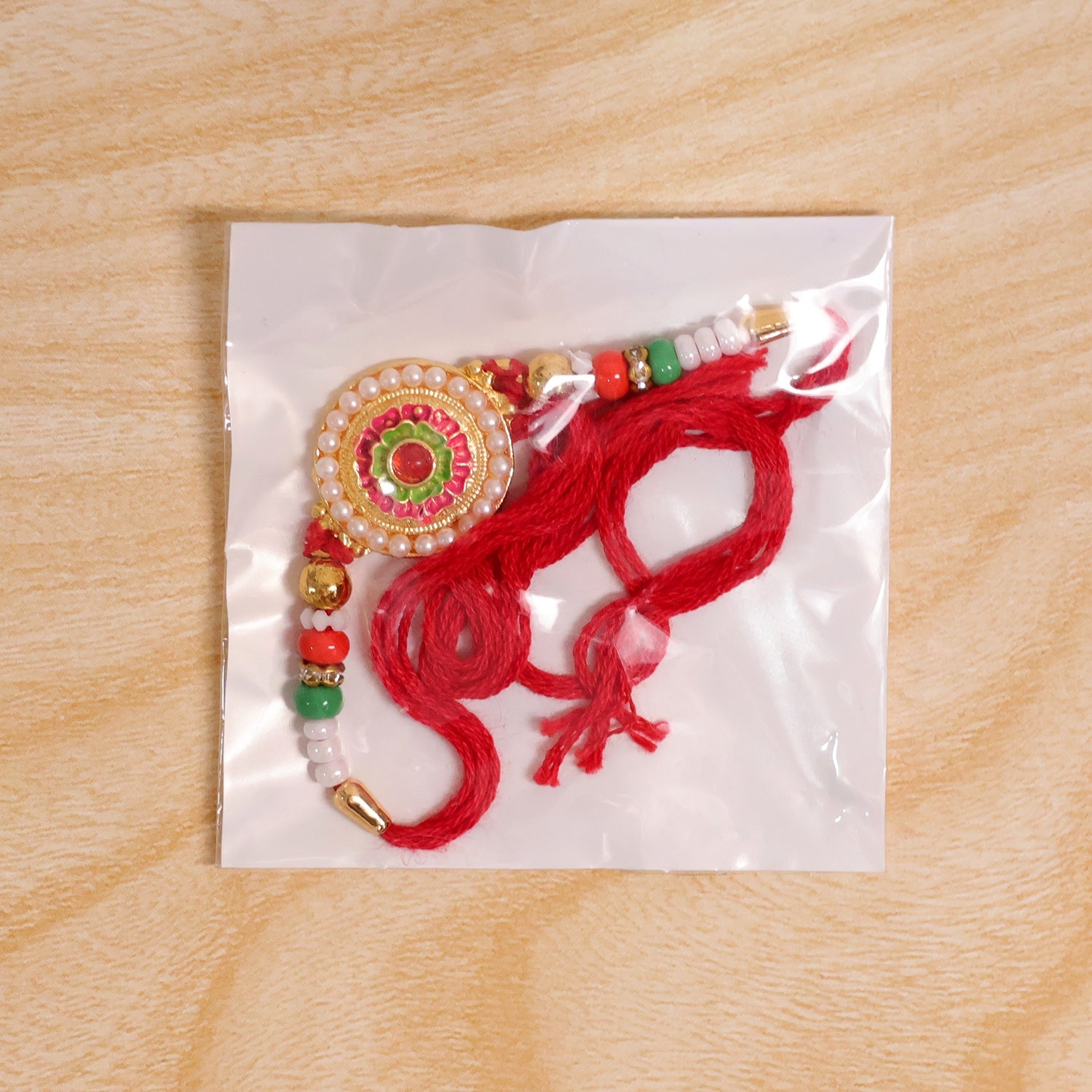 Round Floral Stone Studded Premium Designer Rakhi for Brother