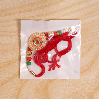 Round Floral Stone Studded Premium Designer Rakhi for Brother
