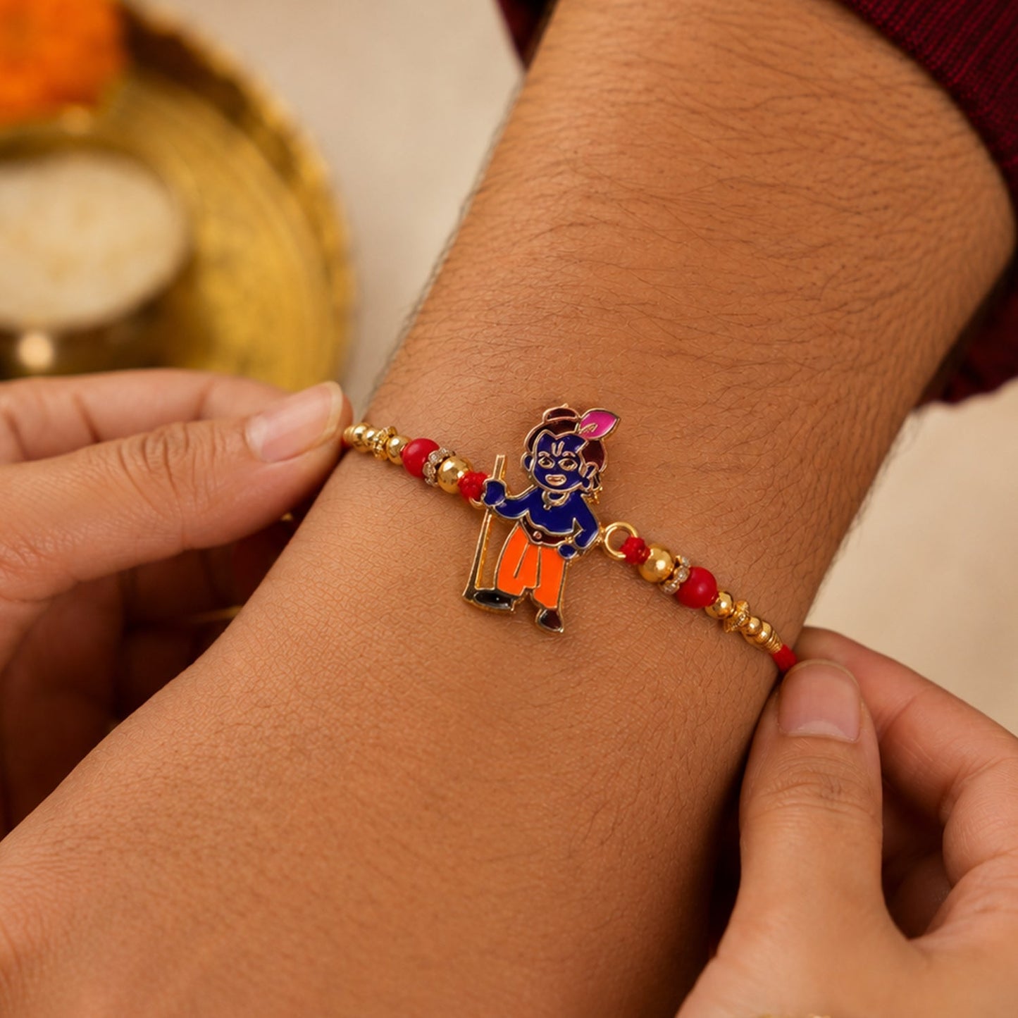 Krishna Character Premium Beaded Traditional Rakhi for Brother