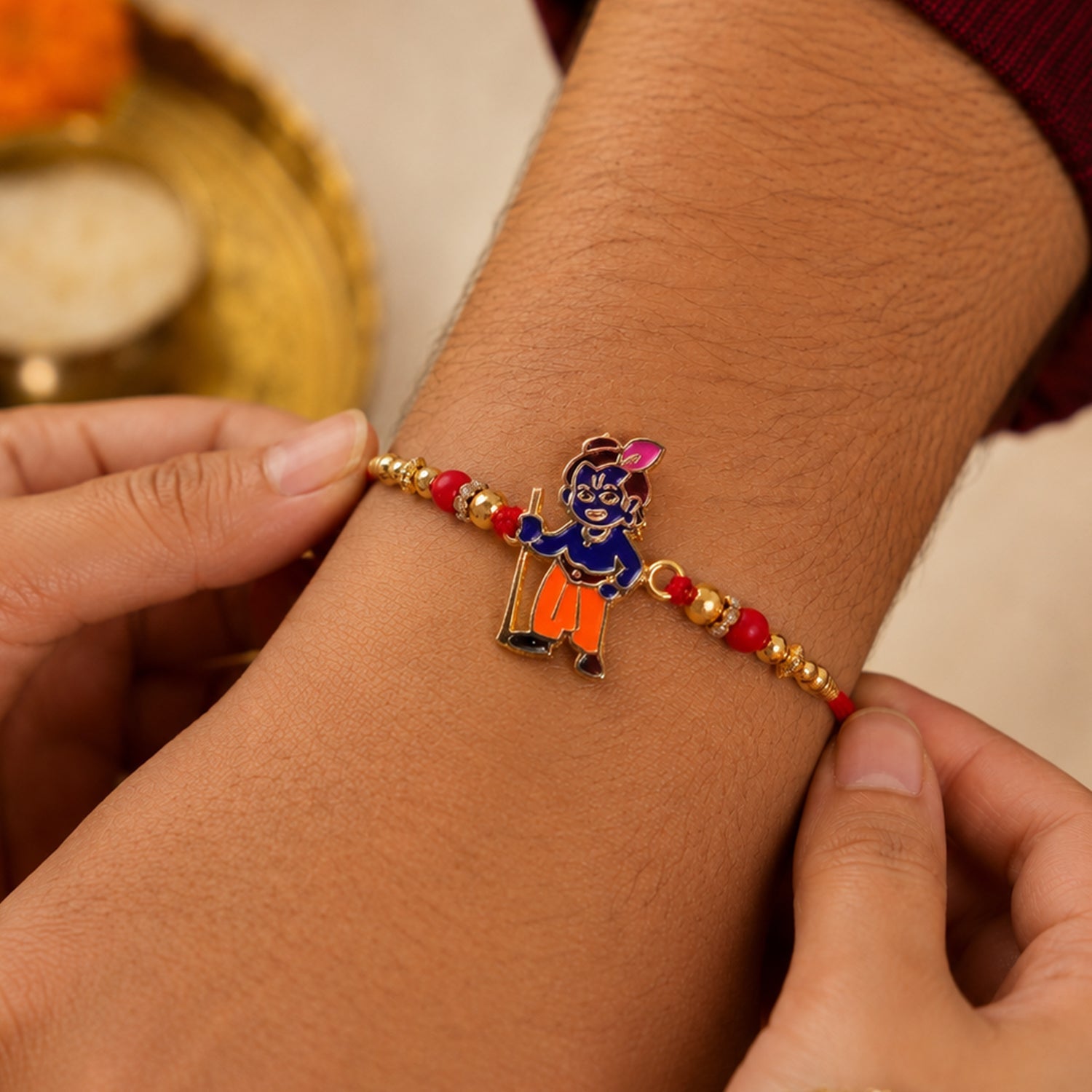 Krishna Character Premium Beaded Traditional Rakhi for Brother