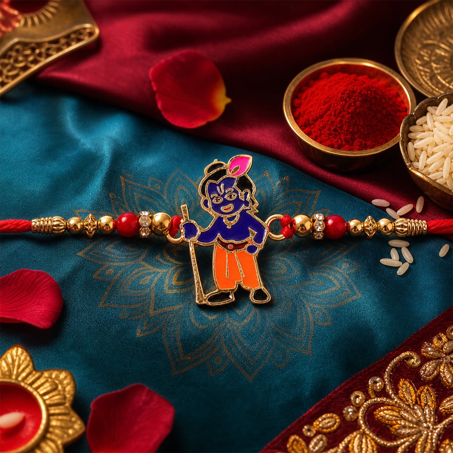 Krishna Character Premium Beaded Traditional Rakhi for Brother