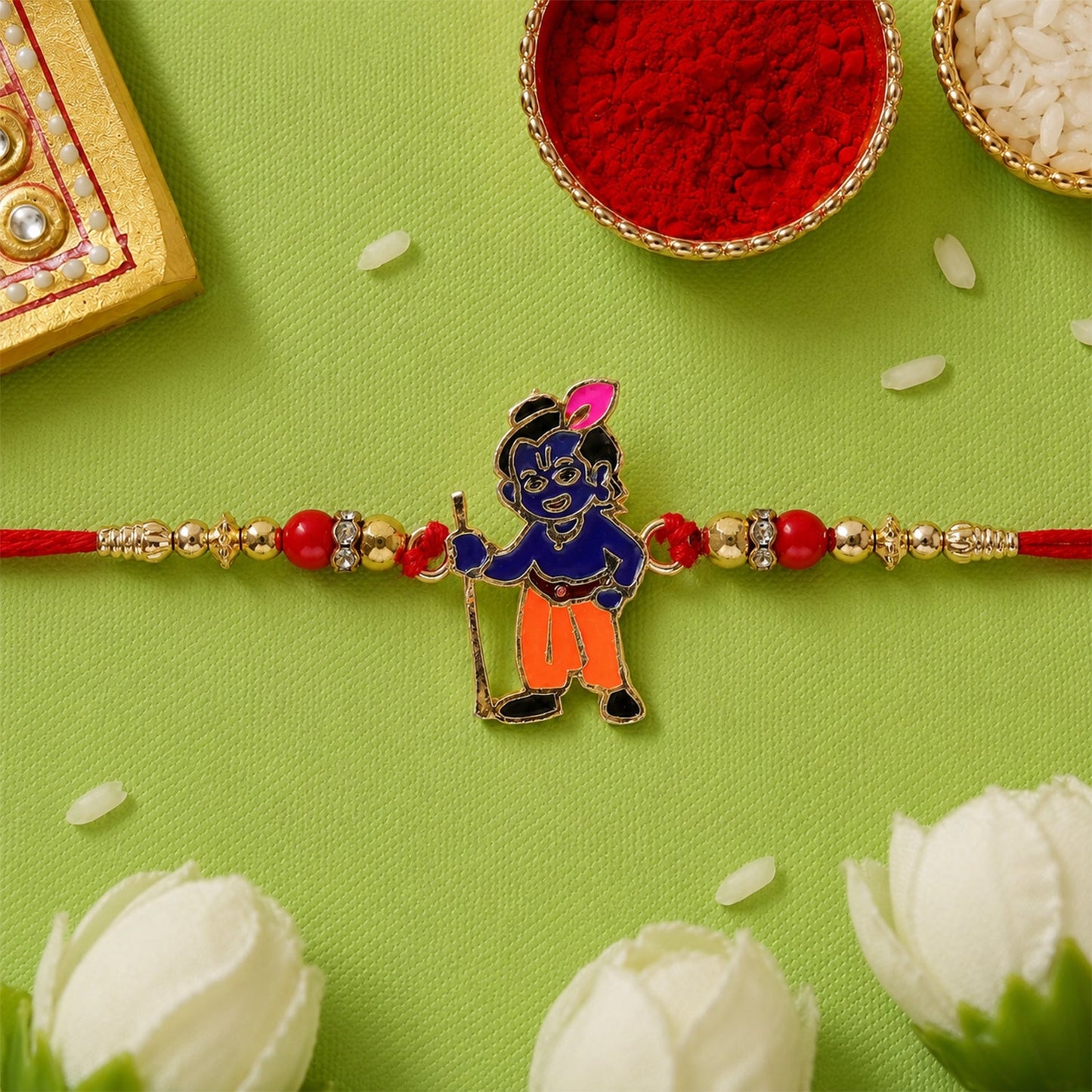 Krishna Character Premium Beaded Traditional Rakhi for Brother