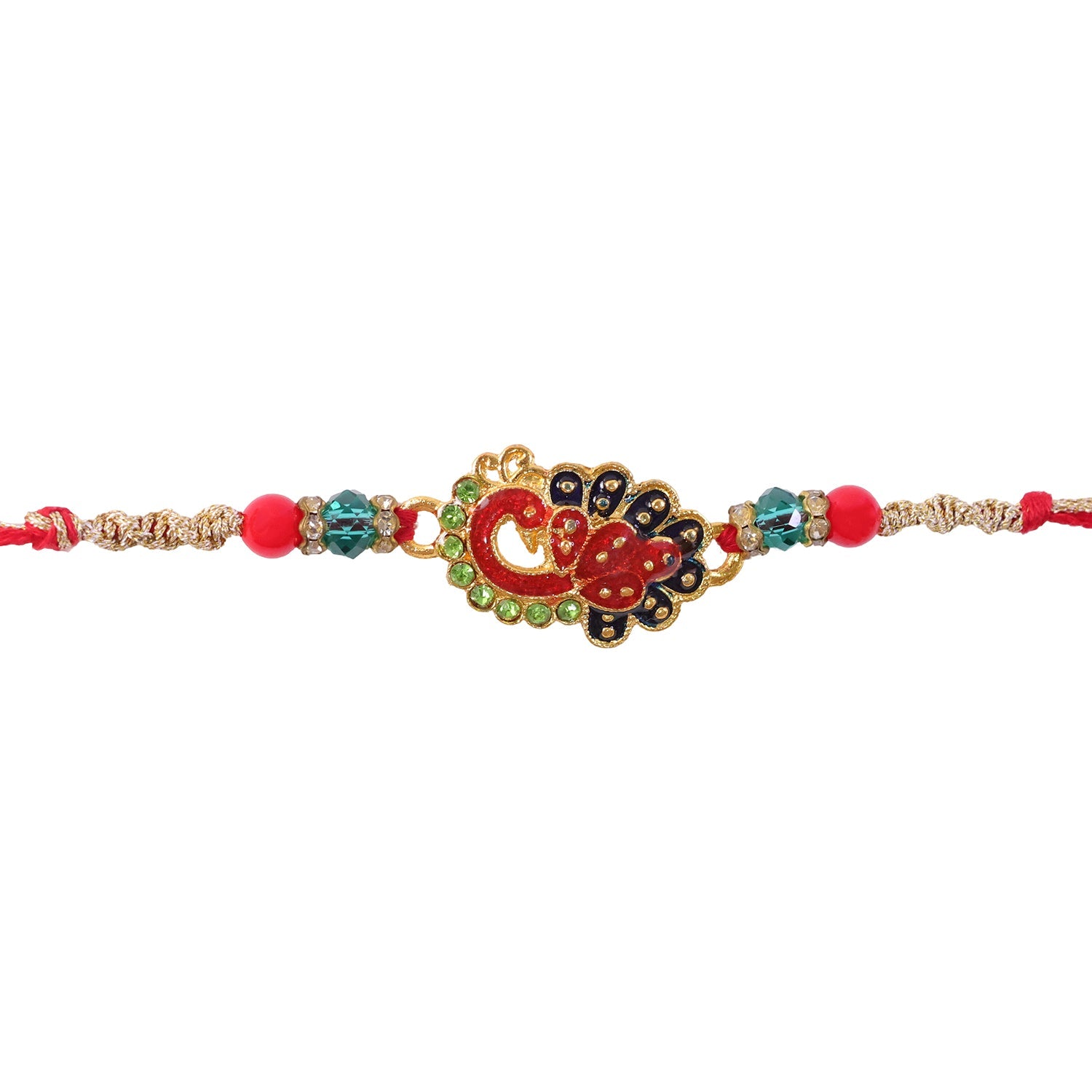 Peacock Paisley Stone Studded Premium Designer Rakhi for Brother
