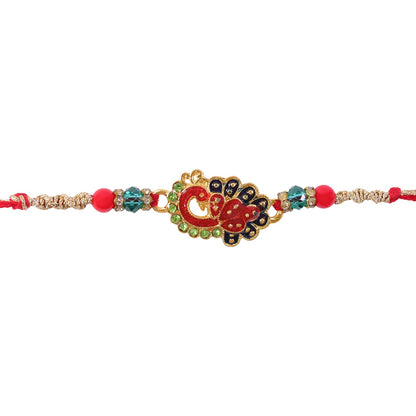 Peacock Paisley Stone Studded Premium Designer Rakhi for Brother