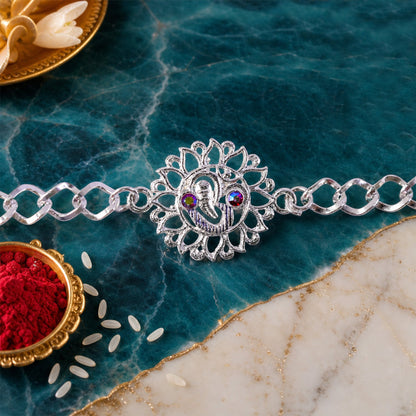 Om Symbol Floral Chain Style Premium Designer Rakhi for Brother