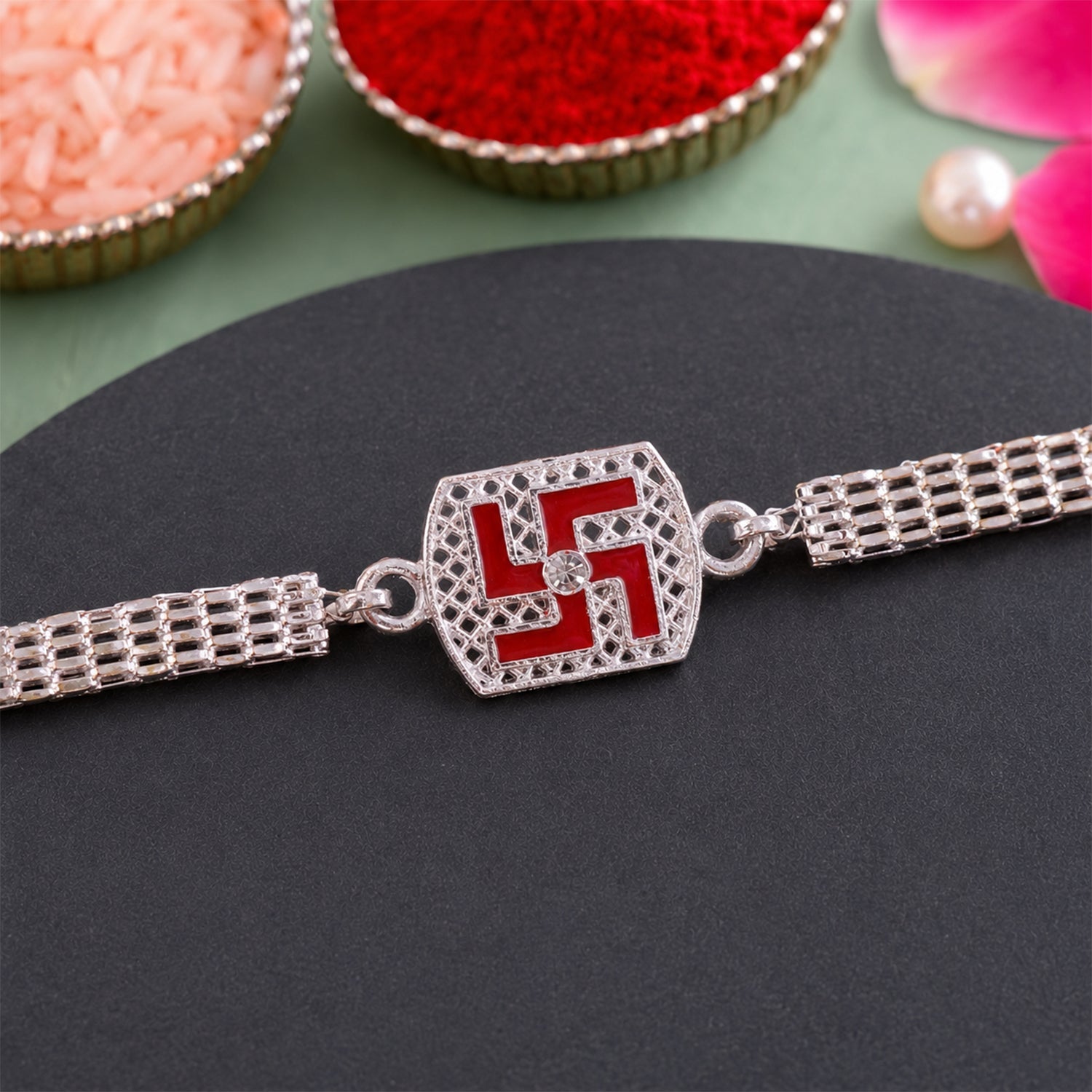 Swastik Symbol Chain Style Premium Designer Rakhi for Brother