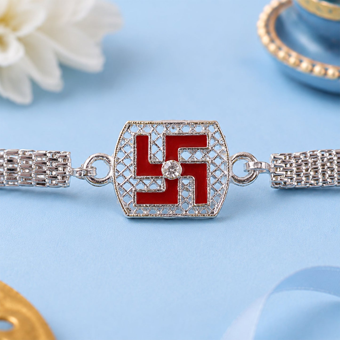 Swastik Symbol Chain Style Premium Designer Rakhi for Brother