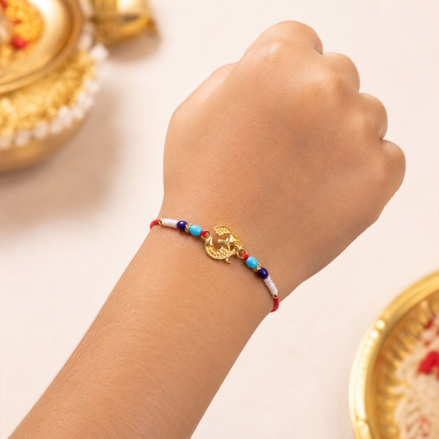 Om Symbol Beaded Traditional Premium Designer Rakhi for Brother