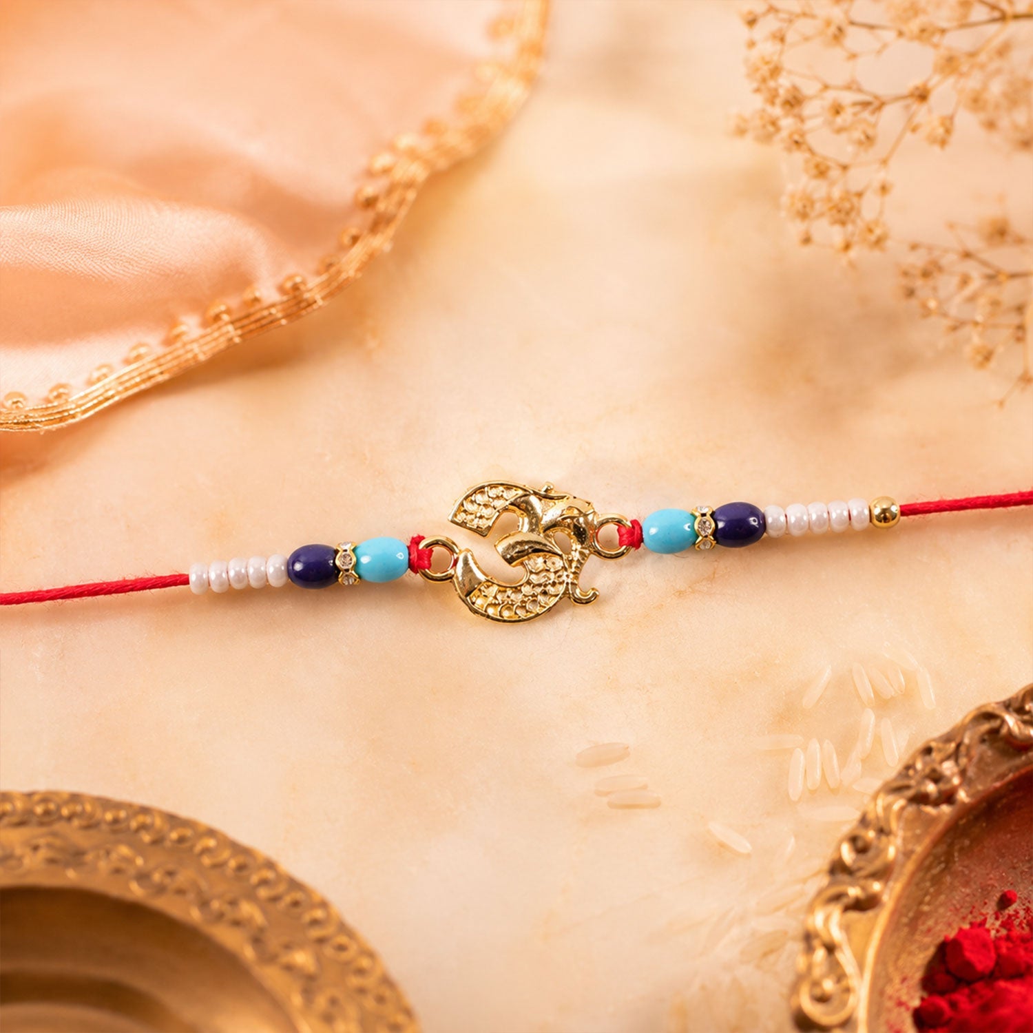 Om Symbol Beaded Traditional Premium Designer Rakhi for Brother