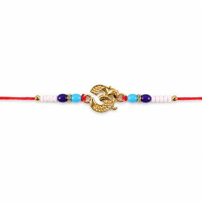Om Symbol Beaded Rakhi for Brother - Traditional Design