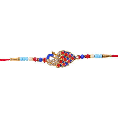 Peacock Paisley Stone Studded Premium Designer Rakhi for Brother