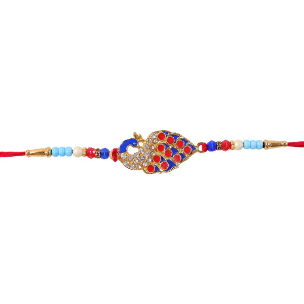 Peacock Designer Rakhi for Brother Stone Studded