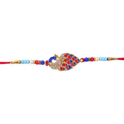 Peacock Designer Rakhi for Brother Stone Studded