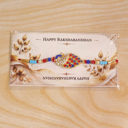 Peacock Paisley Stone Studded Premium Designer Rakhi for Brother