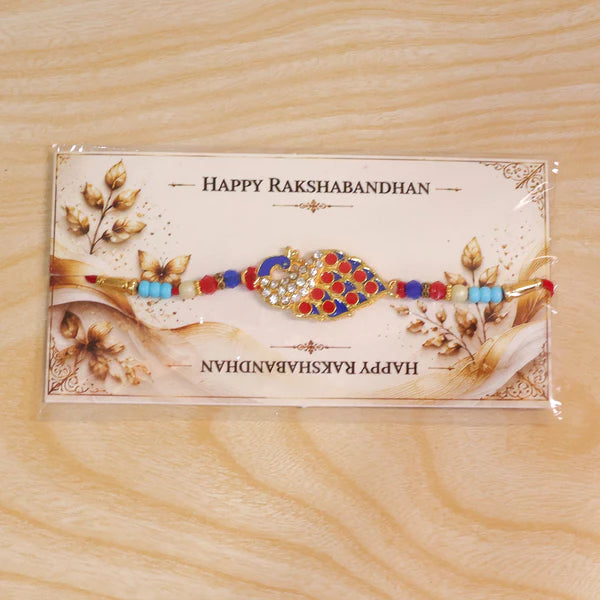 Peacock Designer Rakhi for Brother Stone Studded