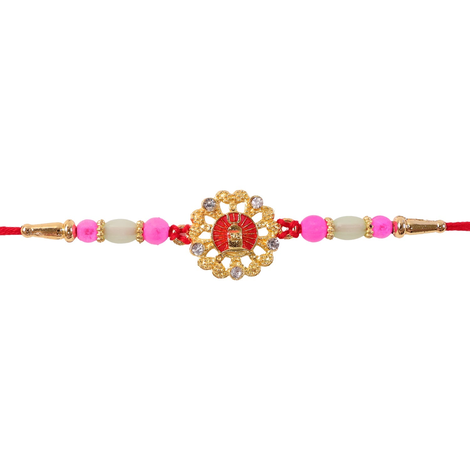 Divine Shivling Trishul Rakhi with Stones & Beads – Rakhi for Brother