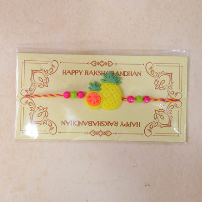 Pineapple Fruit Charm Kids Beaded Premium Designer Rakhi for Brother