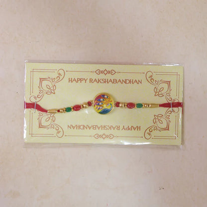 Meenakari Rakhi for Brother – Peacock Design Crystal Beads