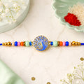 Rakhi for Brother – Meenakari Peacock Crystal Beads Design