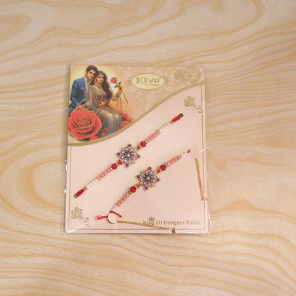Premium Floral Stone Lumba Set Beaded Designer Set Bhabhi Rakhi