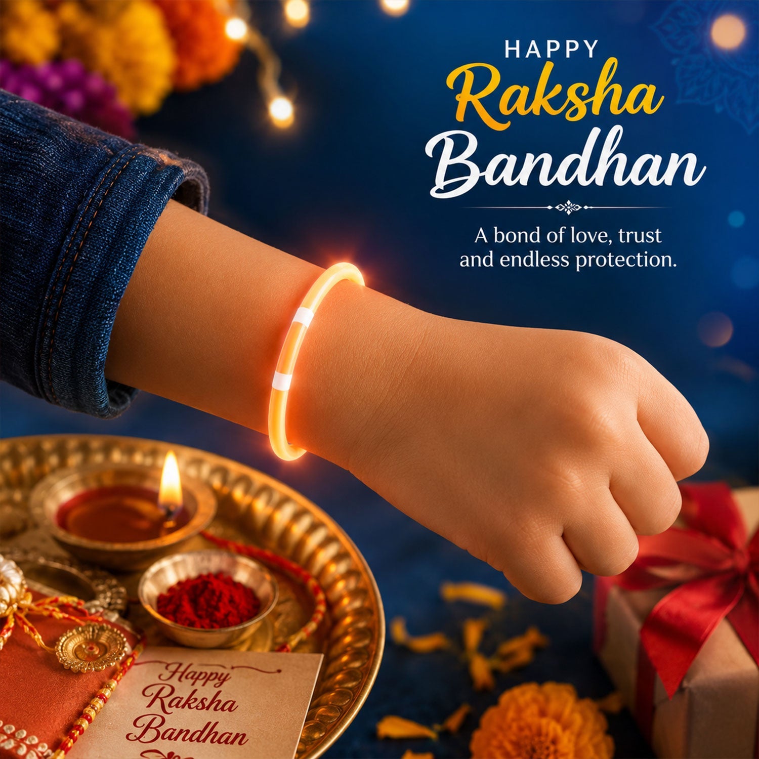 Neon Glow Band Kids Premium Festive Designer Celebration Rakhi