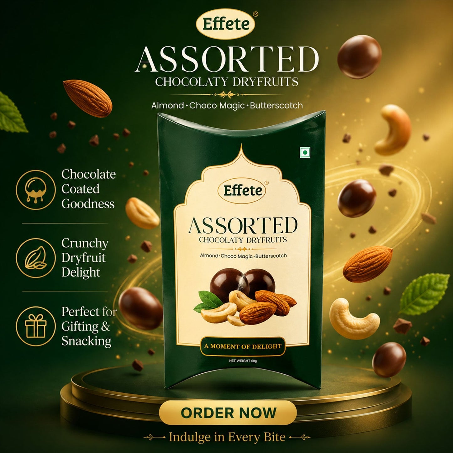 Premium Effete Assorted Chocolaty Dryfruits Chocolate (60 Gm)