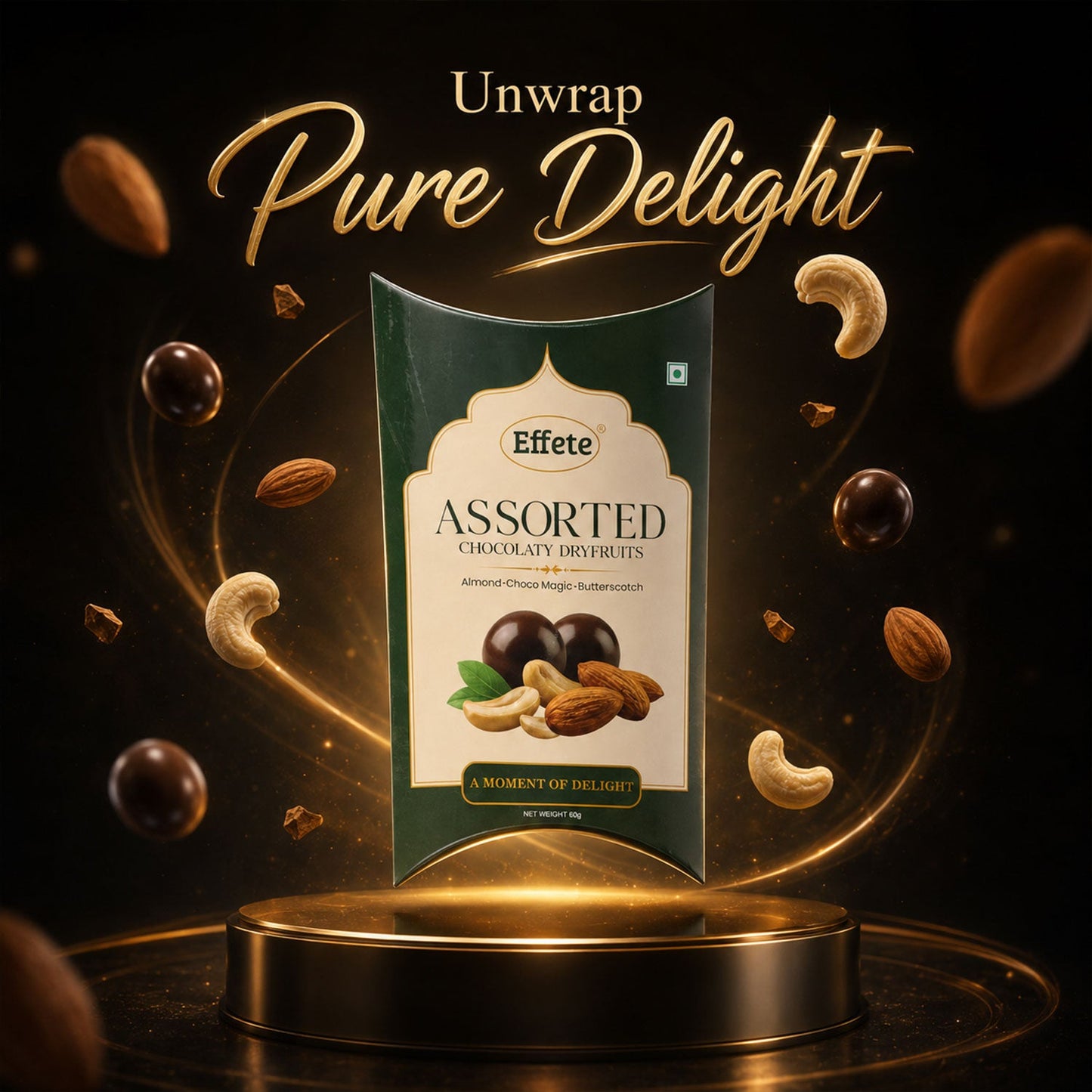 Premium Effete Assorted Chocolaty Dryfruits Chocolate (60 Gm)