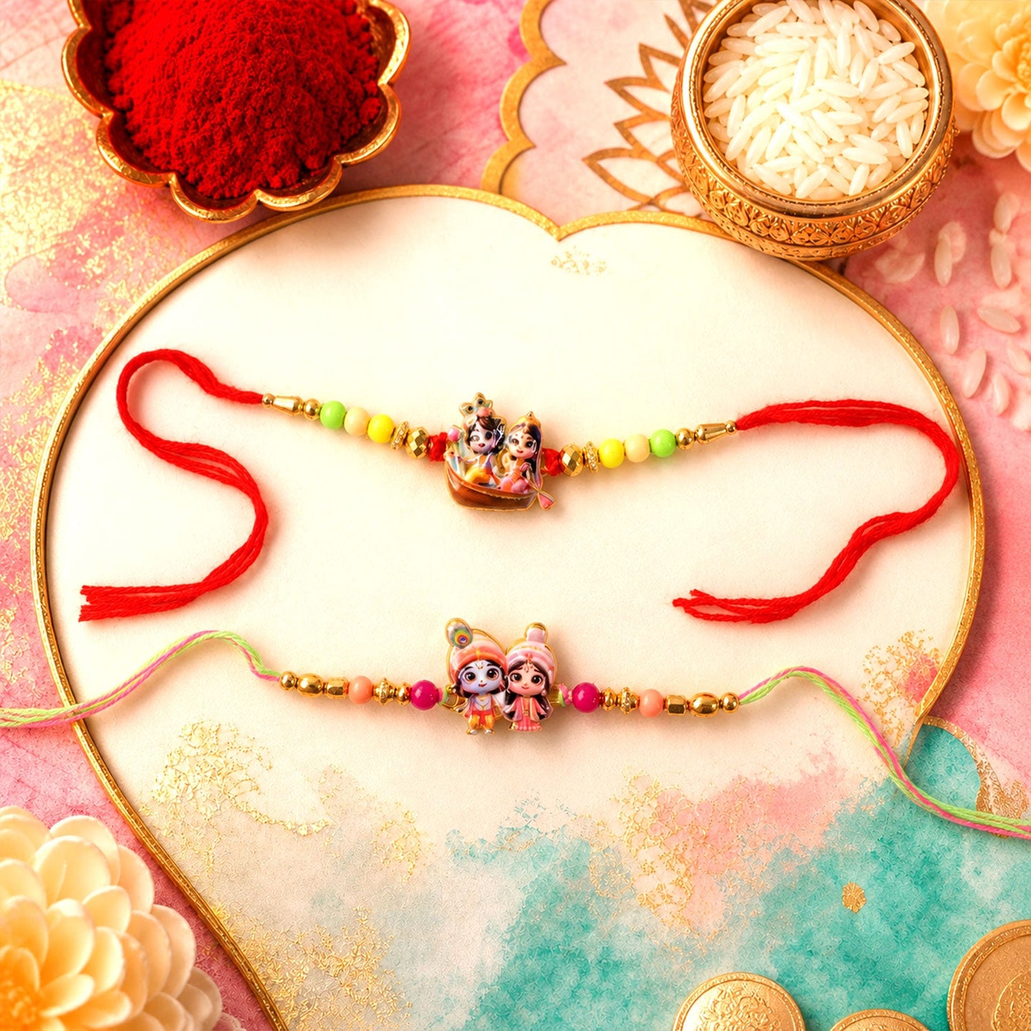 Premium Devotional Designer Rakhi Combo for Raksha Bandhan (2 Pc)