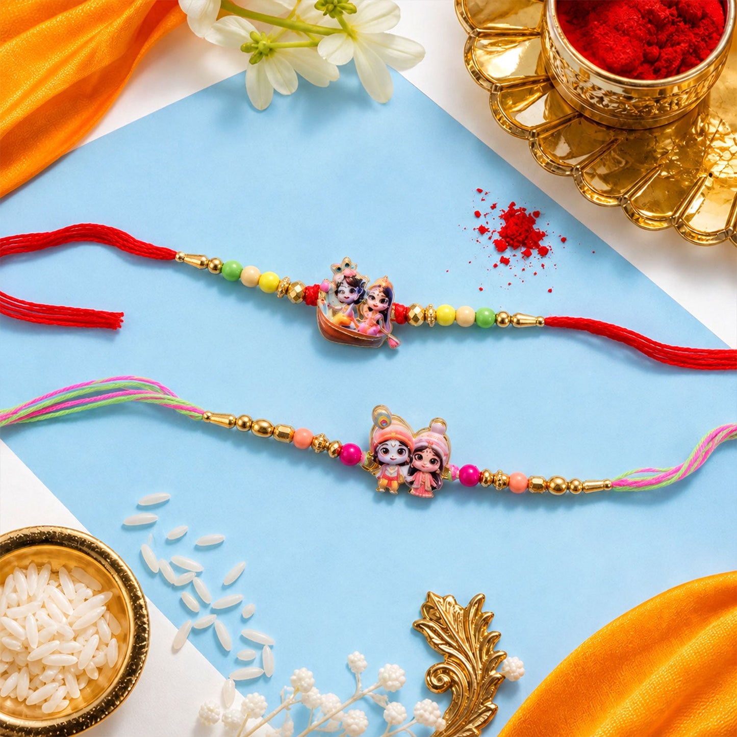 Premium Devotional Designer Rakhi Combo for Raksha Bandhan (2 Pc)
