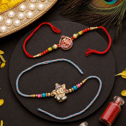 Designer Charm Beaded Rakhi Combo for Raksha Bandhan Gift (2 Pc)