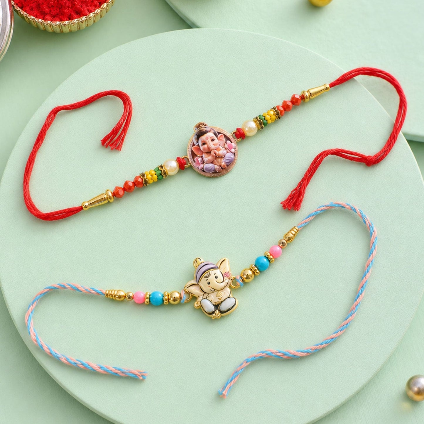 Designer Charm Beaded Rakhi Combo for Raksha Bandhan Gift (2 Pc)