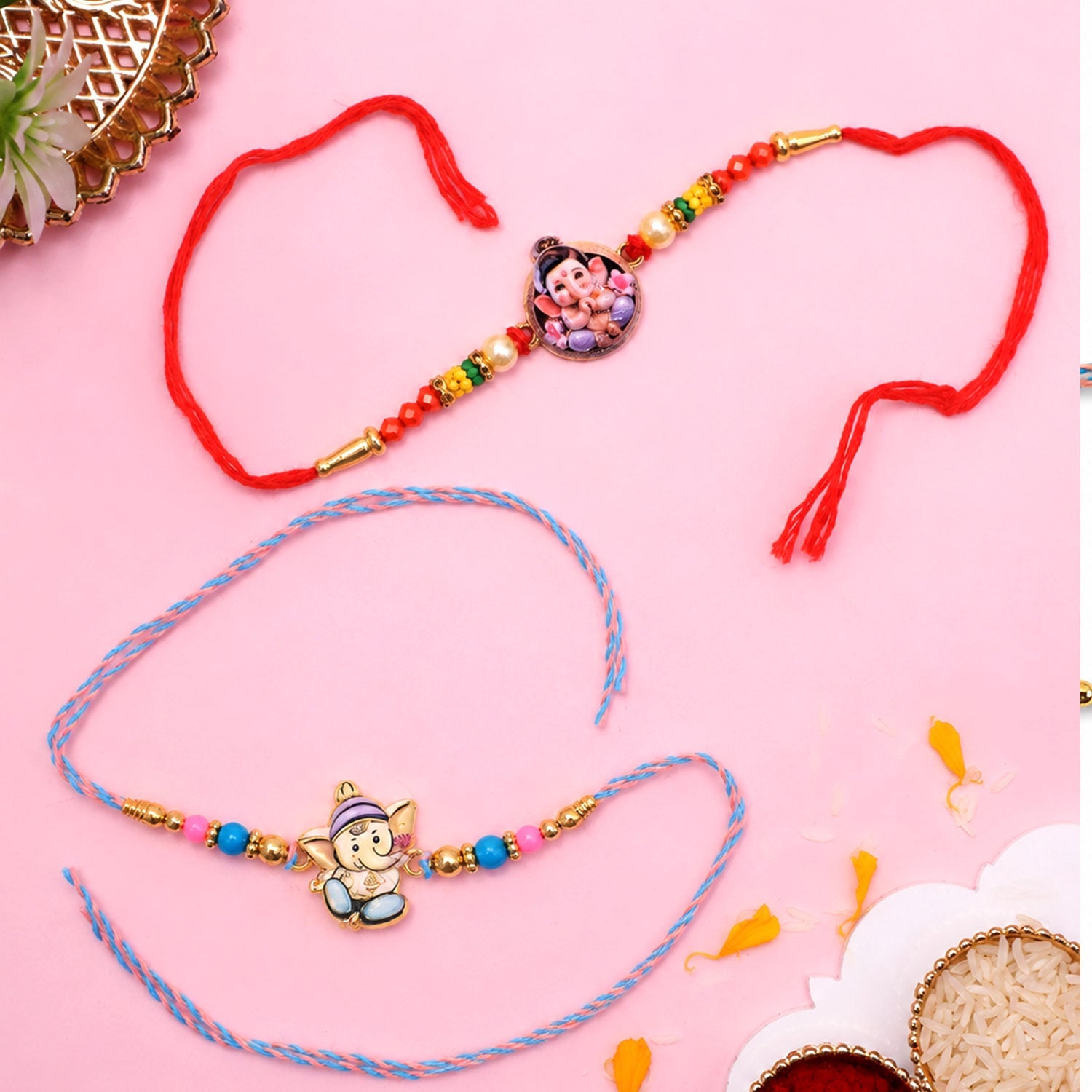 Designer Charm Beaded Rakhi Combo for Raksha Bandhan Gift (2 Pc)