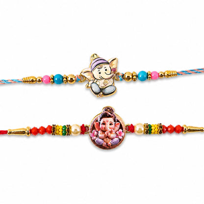 Designer Charm Beaded Rakhi Combo for Raksha Bandhan Gift (2 Pc)